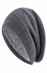 Lässige Slouchy-Strickmütze - Charlie – Grau