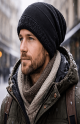 Lässige Slouchy-Strickmütze - Charlie – Schwarz