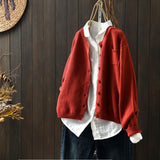 Lässige Strickjacke mit Praktischer Tasche für Eleganz – Rot
