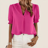Laura | Elegante Sommerbluse mit Puffärmeln – Rosa