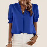 Laura | Elegante Sommerbluse mit Puffärmeln – Blau
