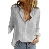Laura | Elegante bestickte Bluse mit V Ausschnitt – Grau
