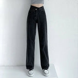 Laura | Entspannte Mom Jeans mit weitem Bein – Schwarz