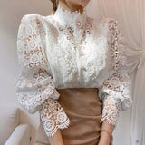 Lea | Hohlblumen bluse – Weiß