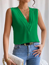 Leah | Elegante Sommer Kurzarm Bluse – Grün