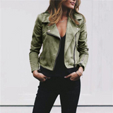Stylische Damen Leder Bikerjacke – Grün