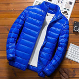 Leichte Steppjacke mit Kapuze für kalte Tage – Saphirblau (Kragenstil)