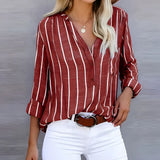 Lena | Elegante und bequeme gestreifte Bluse – Rot