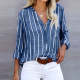 Lena | Elegante und bequeme gestreifte Bluse – Blau