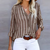 Lena | Elegante und bequeme gestreifte Bluse – Braun