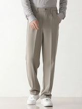 Drapierte formelle Hose in entspannter Passform für Herren – Khaki
