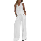 Loïs | Stylisches lockeres Set (Weste + Hose) – Weiß