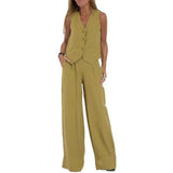 Loïs | Stylisches lockeres Set (Weste + Hose) – Gelb
