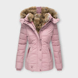 Emyra – Winterjacke mit Fellkapuze – Rosa
