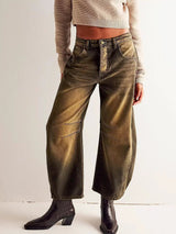 Leoparden Fassjeans für Selbstbewusste Styles – Karamell