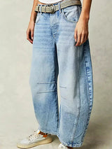 Leoparden Fassjeans für Selbstbewusste Styles – Hellblau