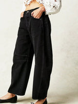 Leoparden Fassjeans für Selbstbewusste Styles – Schwarz