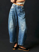 Leoparden Fassjeans für Selbstbewusste Styles – Blau