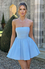 Daniela | Festliches Bustier Mini Kleid – Blau