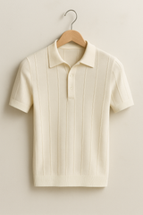Liam Strickpoloshirt Kurzarm – Weiß