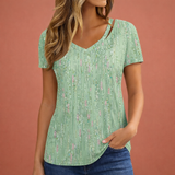 Damen V-Ausschnitt T-Shirt mit Pailletten-Details für einen strahlenden Look | Vivien – Hellgrün