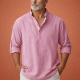 Lässiges Herren Henley-Shirt mit Knopfleiste für Herren | Tijn – Hellrosa
