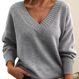Joelle | Lässiger Pullover mit V-Ausschnitt – Grau