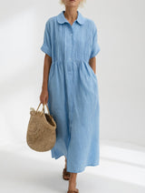 Jorisa - kurzärmeliges Midikleid – Hellblau