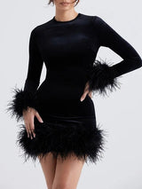 Christine | Lässiges Minikleid mit langen Ärmeln – Schwarz