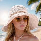 Faltbarer Sommer-Sonnenhut mit breiter Krempe – Rosa
