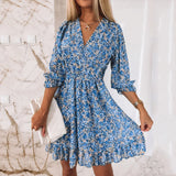 Lily | Lässiges Sommer Minikleid mit V Ausschnitt – Blau
