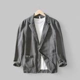 Maximilian | Leichte Strickjacke aus Leinenmischung – Grau