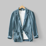 Maximilian | Leichte Strickjacke aus Leinenmischung – Blau