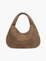 Geflochtene Wildledertasche – Kaffeebraun