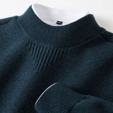 Kelvis - Strukturierter Jacquard-Rollkragenpullover – Tiefes Aqua-Grün