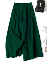 Chrissy | Leinenmix-Hose mit weitem Bein und elastischem Bund – Grün