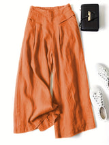 Chrissy | Leinenmix-Hose mit weitem Bein und elastischem Bund – Mandarinenrot