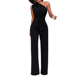 Damen Jumpsuit | asymmetrischer Schulterabschluss – Schwarz