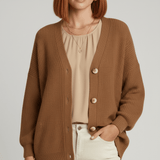 Locker Geschnittener Cardigan Mit Knopfleiste - Jamila – Braun