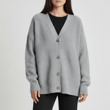 Locker Geschnittener Cardigan Mit Knopfleiste - Jamila – Grau