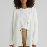 Locker Geschnittener Cardigan Mit Knopfleiste - Jamila – Weiß