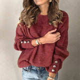 Locker Geschnittener Strickpullover - Charlotta – Weinrot