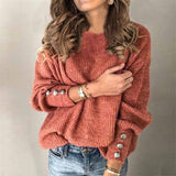 Locker Geschnittener Strickpullover - Charlotta – Rot