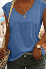 Lockeres V-Ausschnitt-Shirt - Nadine – Blau