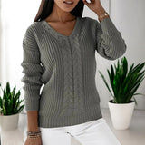 Lockergeschnittener Langarm-Pullover - Carla – Grau