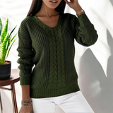 Lockergeschnittener Langarm-Pullover - Carla – Oliv