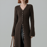Longline-Cardigan Mit Knopfleiste - Lisann – Dunkelbraun