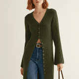 Longline-Cardigan Mit Knopfleiste - Lisann – Khaki