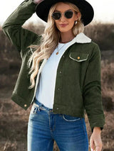 Loraine Cordjacke | fleecegefütterte winterjacke für damen – Dunkelgrün