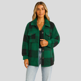 Lorren | Gemusterte Jacke mit Knopfleiste für Herbst & Winter – Grün